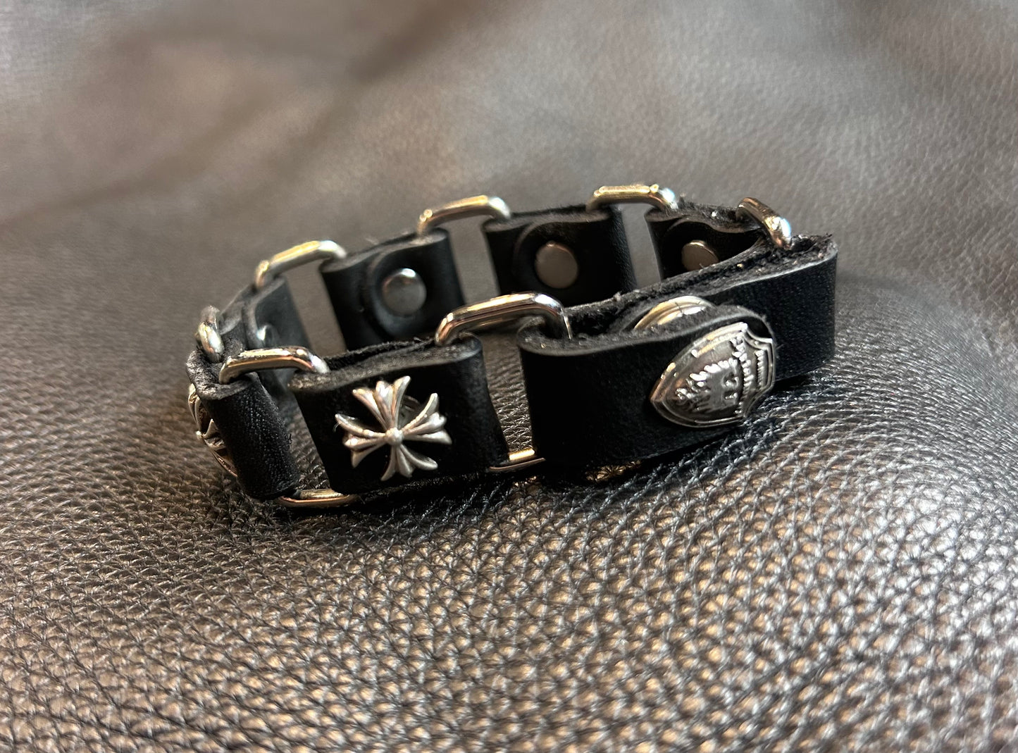 Sterling Silver Maltese Cross Link Bracelet front