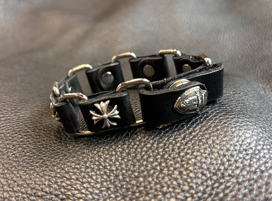 Sterling Silver Maltese Cross Link Bracelet front