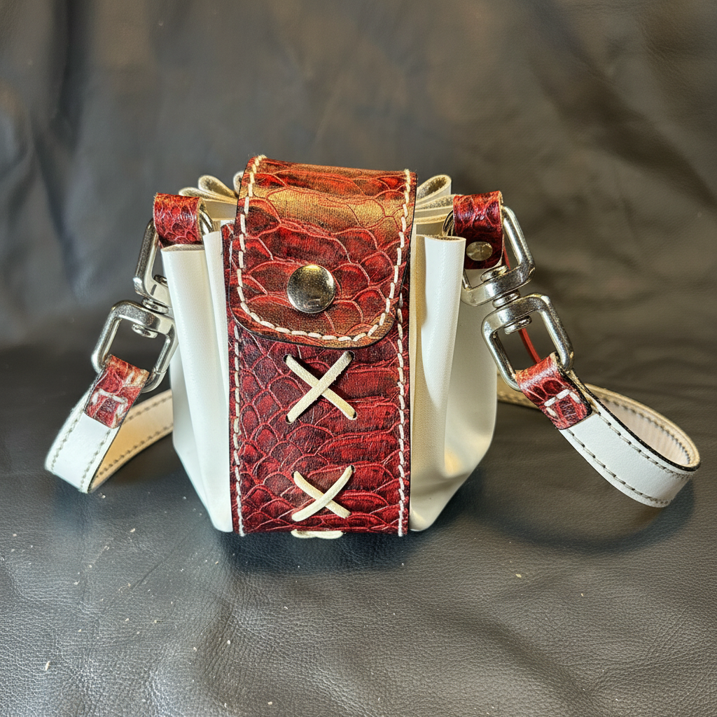Small Red/White Leather Bag Purse