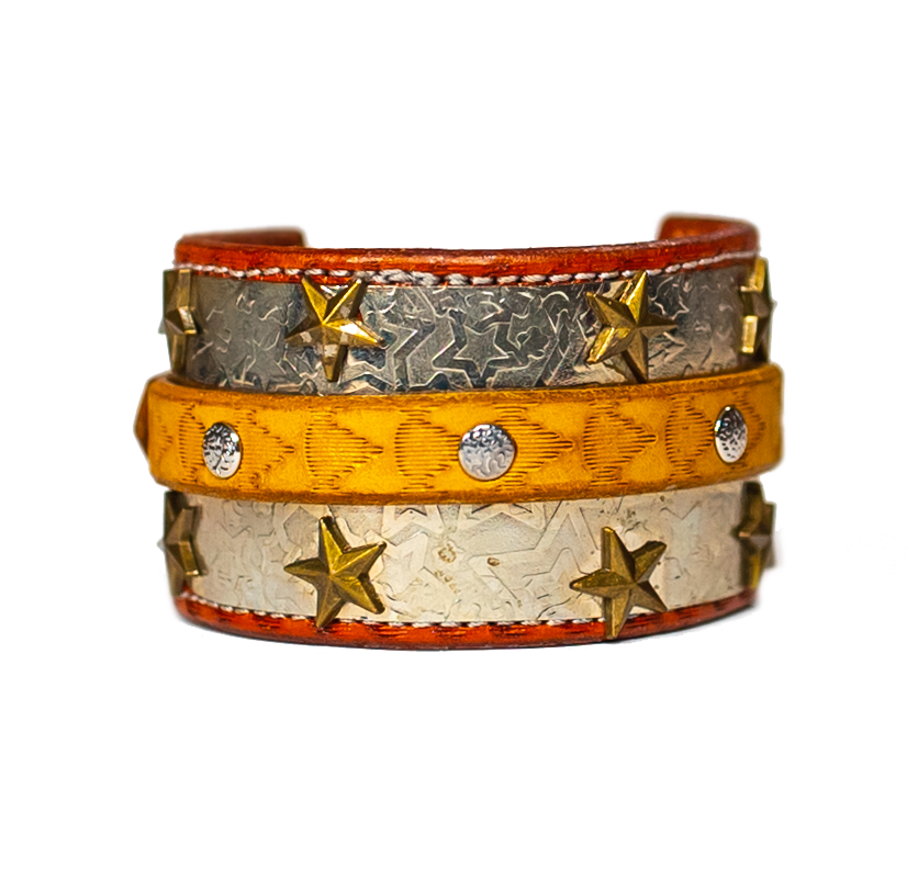 The Buckler Light Brown Leather Bracelet front