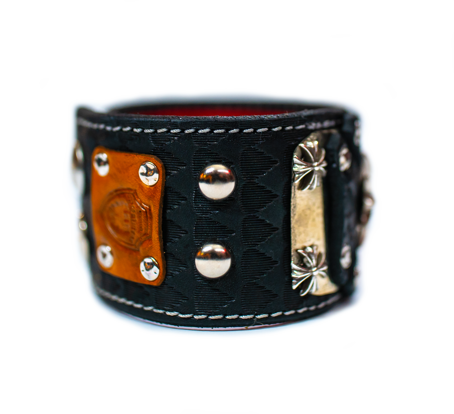 Sir Charles Black leather bracelet cuff right side
