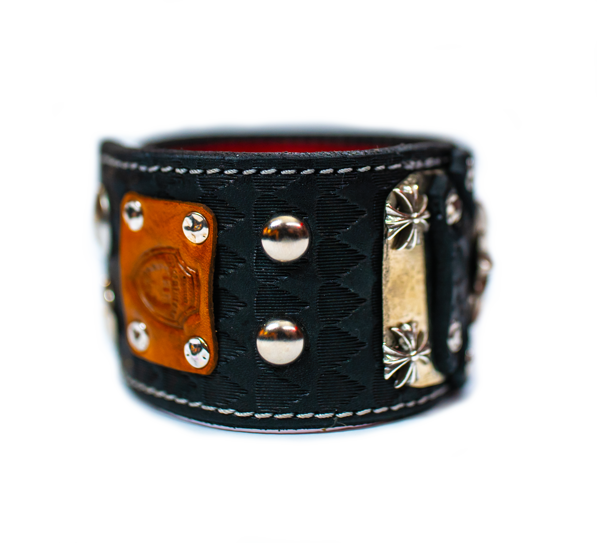 Sir Charles Black leather bracelet cuff right side