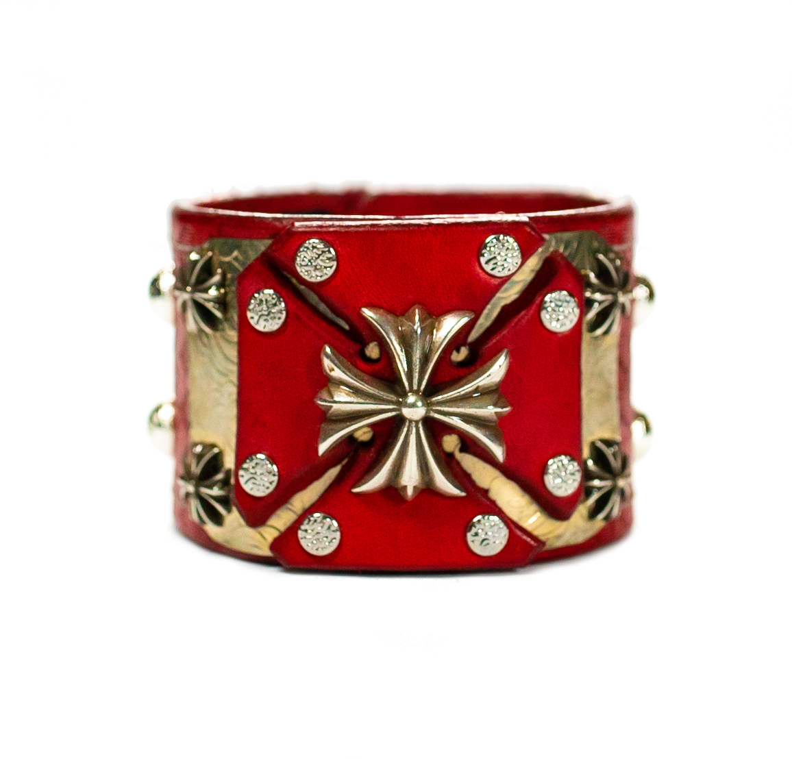 Sir Charles - Red on Red Leather Bracelet front