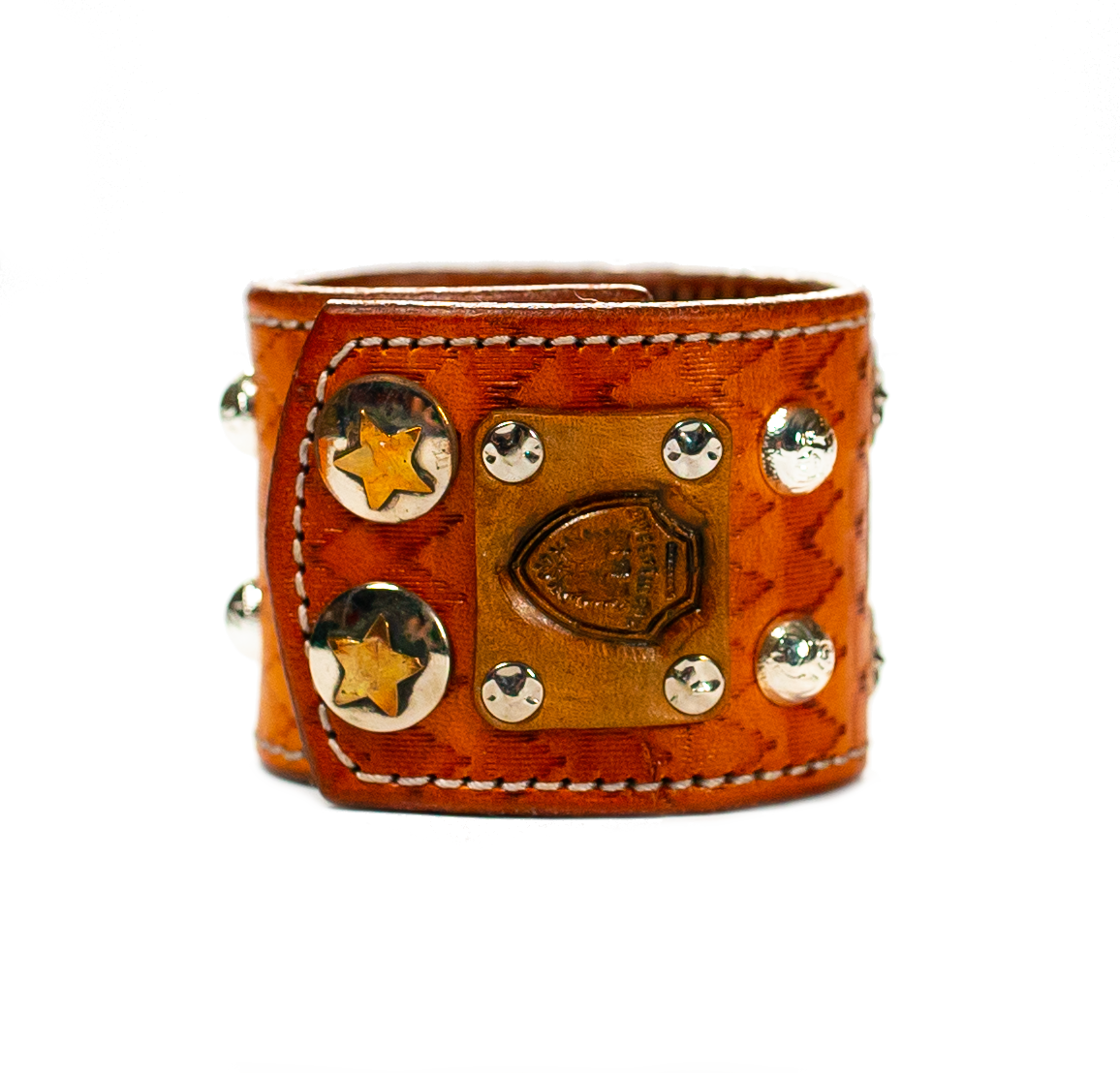 Sir Charles (Sterling Silver) - Turquoise on Brown Leather Bracelet label side