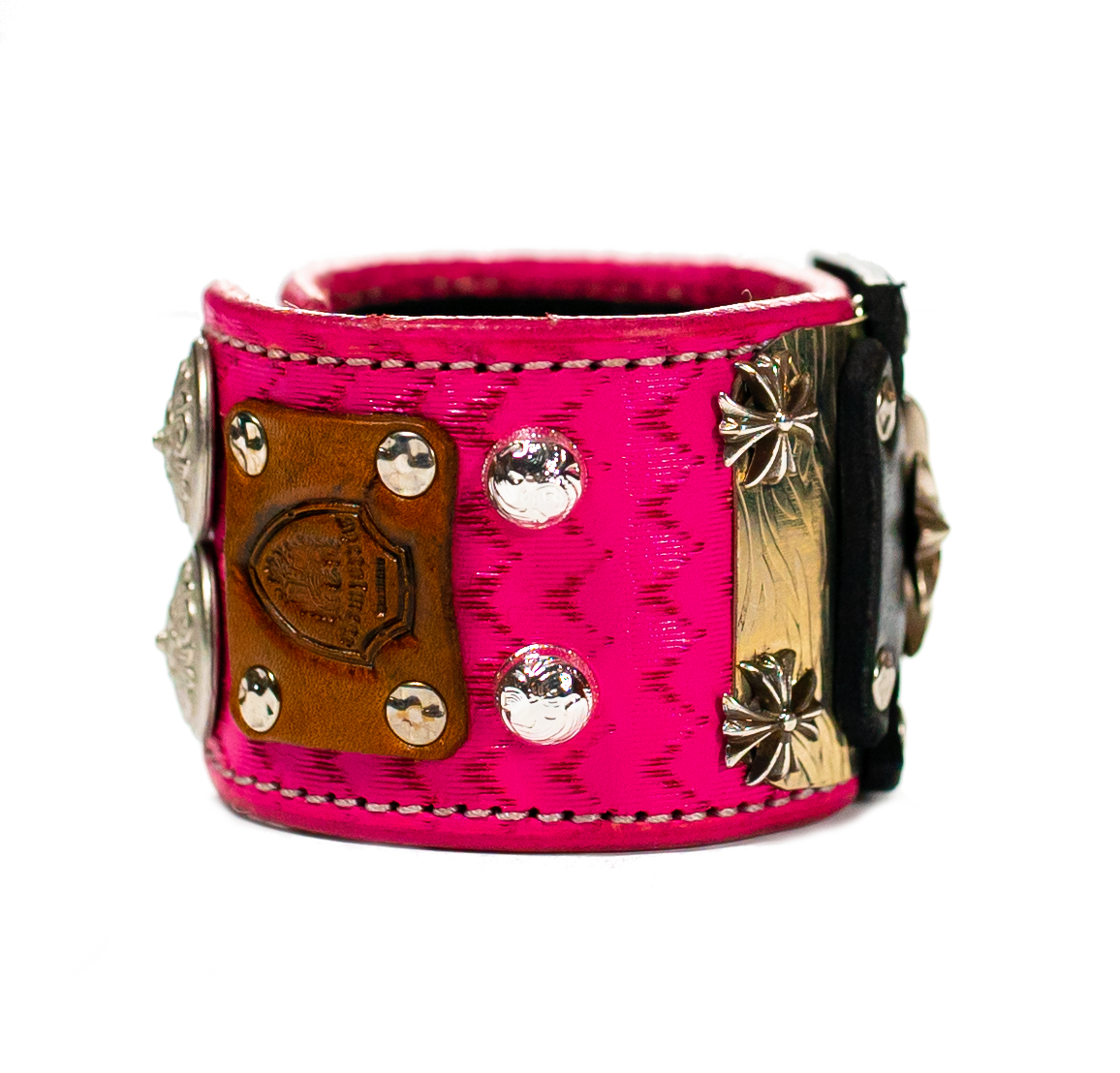 Sir Charles - Black on Pink Leather Bracelet