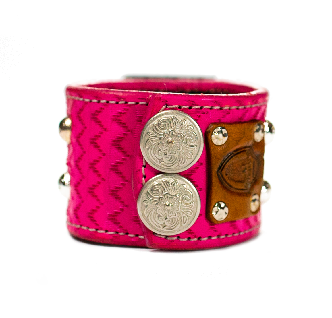 Sir Charles - Black on Pink Leather Bracelet