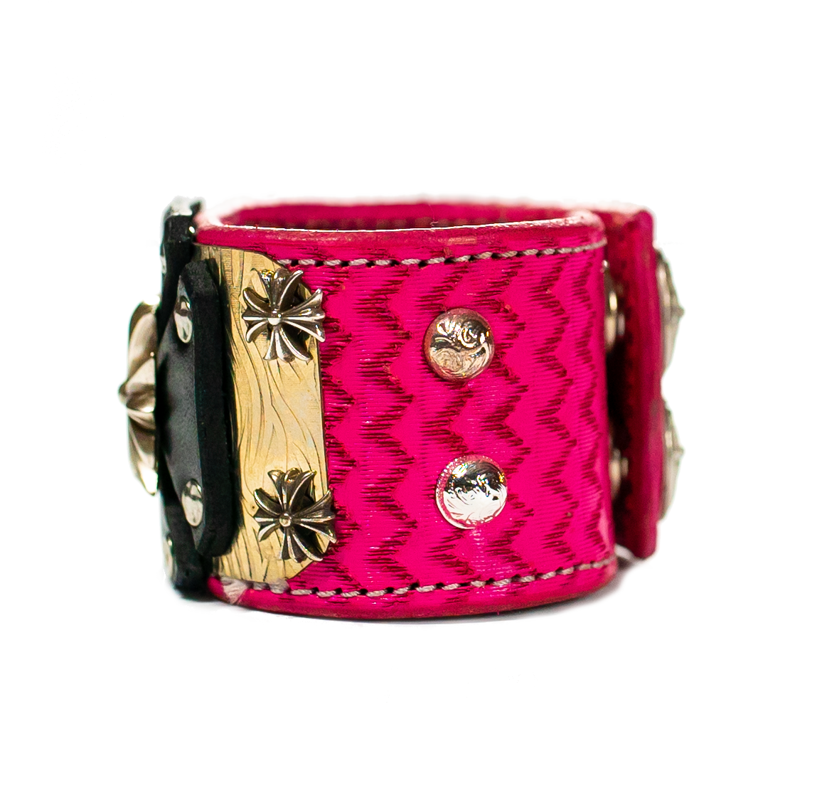 Sir Charles - Black on Pink Leather Bracelet