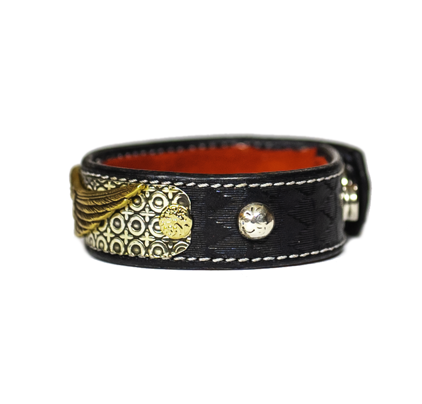 The Angel Wing Black Leather Bracelet