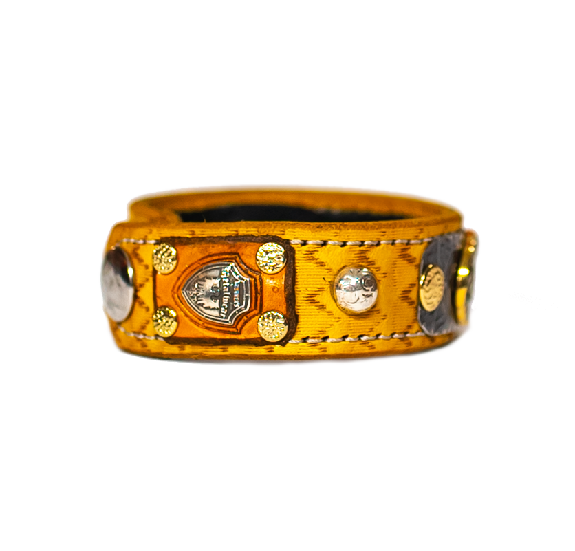 The Angel Wing Yellow Leather Bracelet Label side