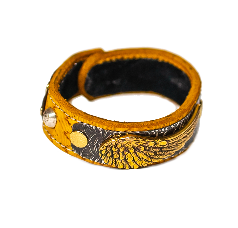 The Angel Wing Leather Bracelet top view