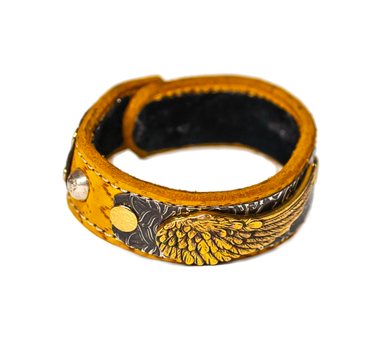The Angel Wing Leather Bracelet top view