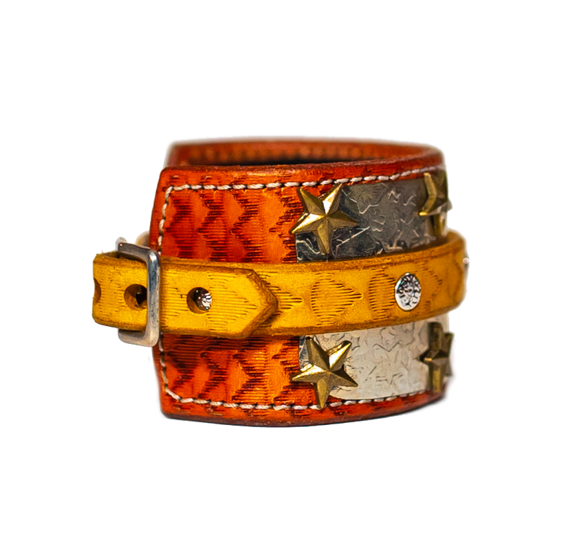 The Buckler Light Brown Leather Bracelet left side