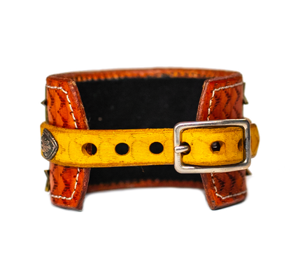 The Buckler Light Brown Leather Bracelet back buckle side