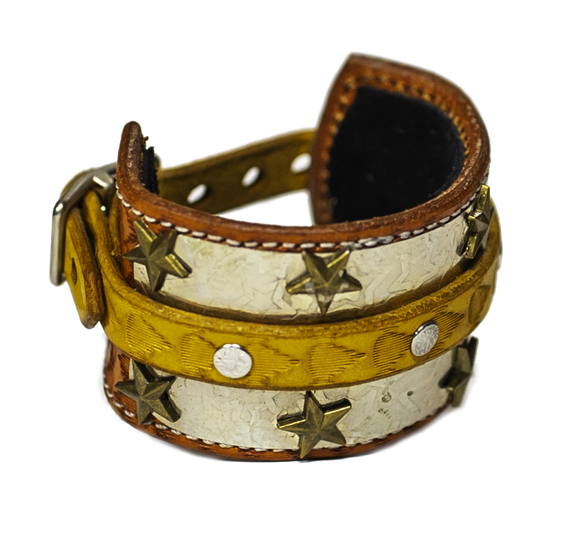 The Buckler Light Brown Leather Bracelet  top view