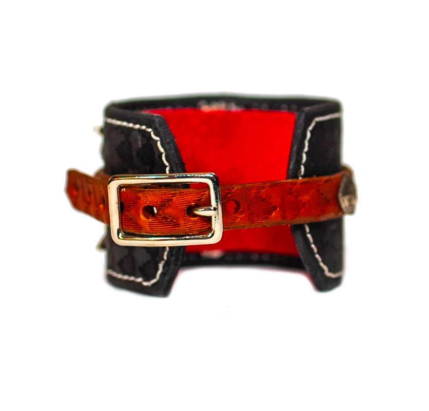 The Buckler Black Leather Bracelet back buckle side