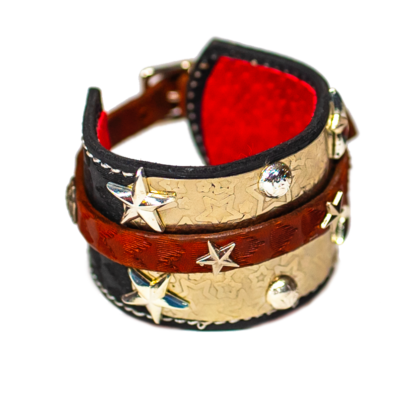 The Buckler Black Leather Bracelet top view