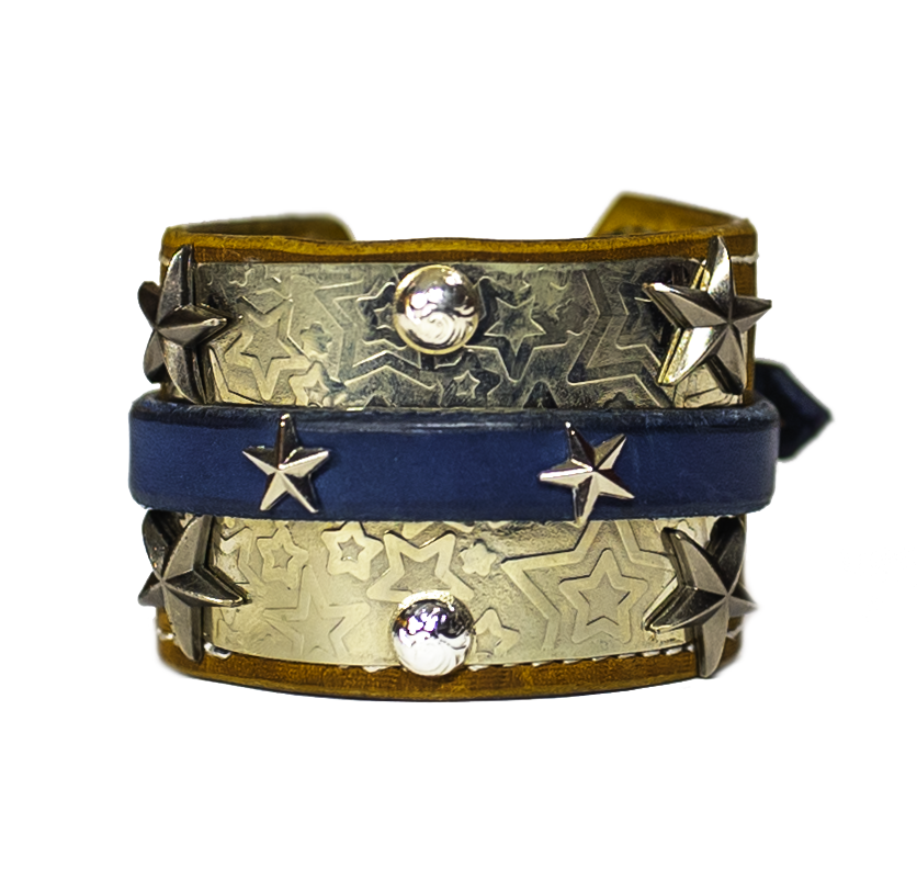 The Buckler Navy Leather Bracelet