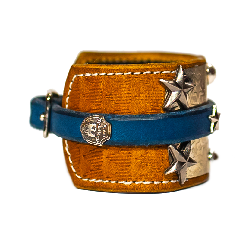 The Buckler Navy Leather Bracelet