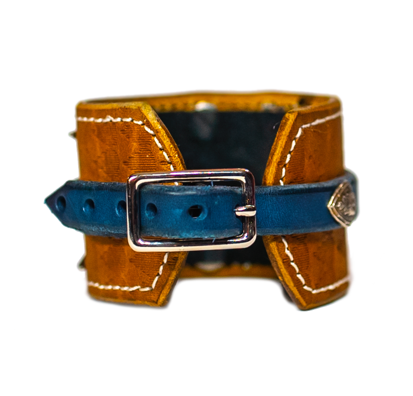 The Buckler Navy Leather Bracelet