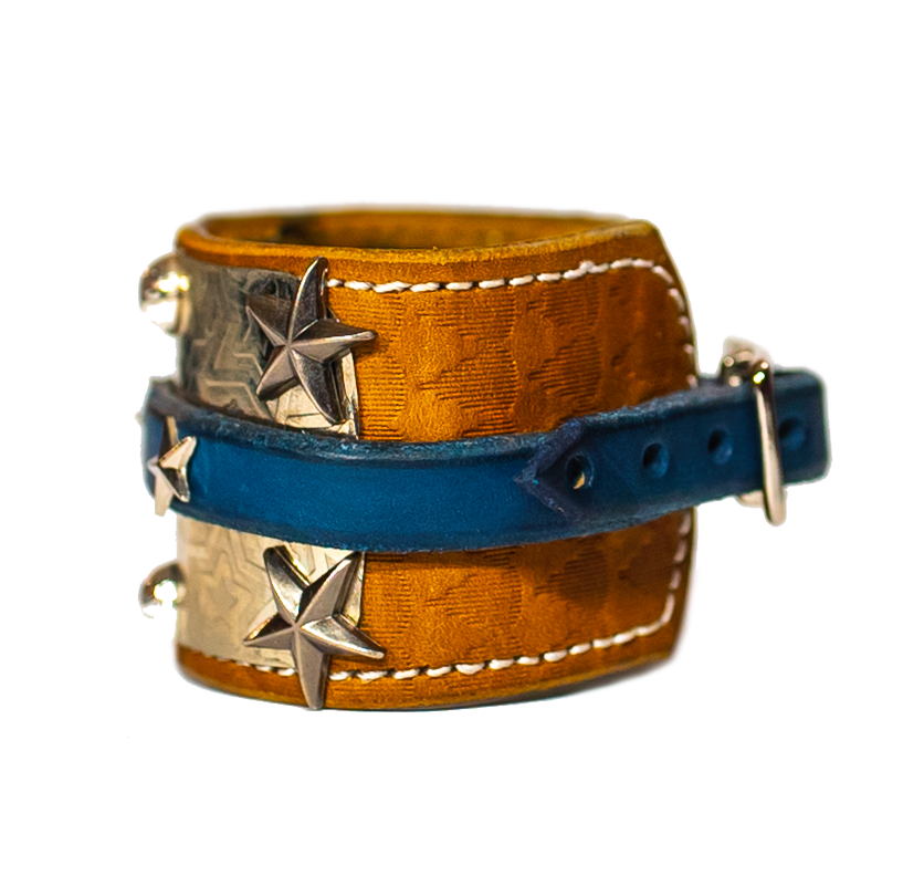 The Buckler Navy Leather Bracelet