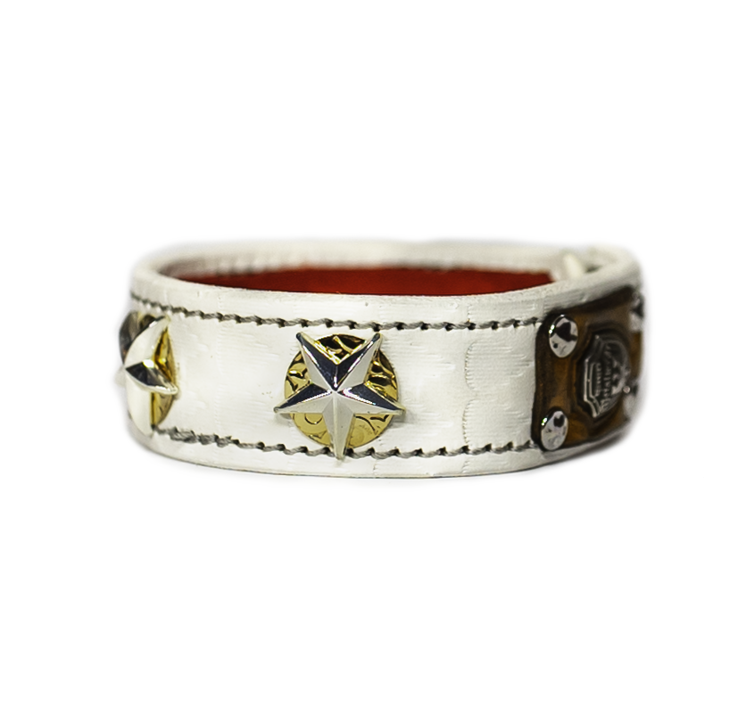 The Aristocrat White Leather Bracelet left side
