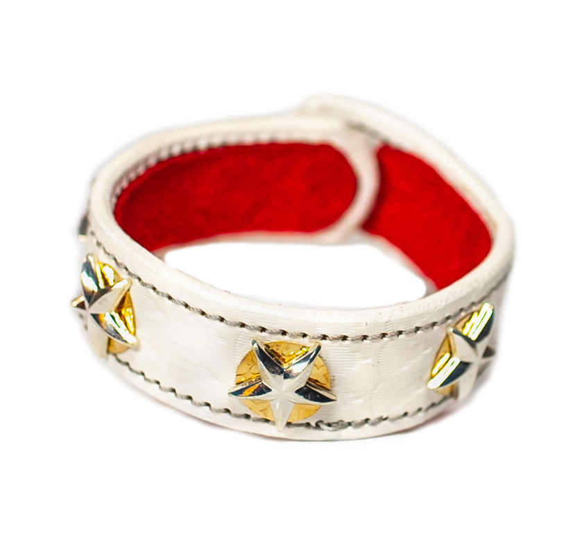 The Aristocrat White Leather Bracelet top view