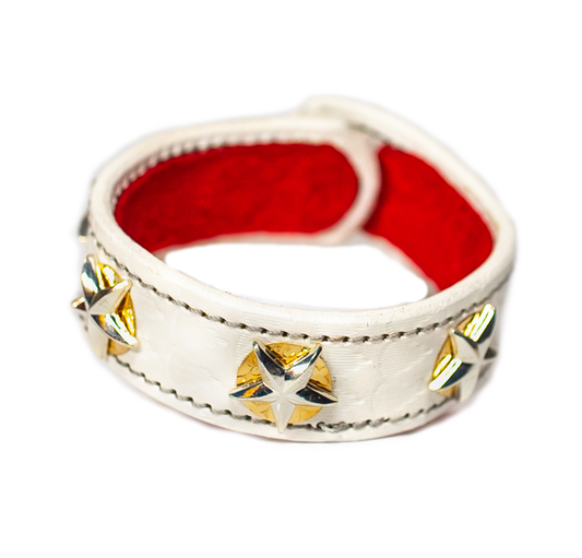 The Aristocrat White Leather Bracelet top view