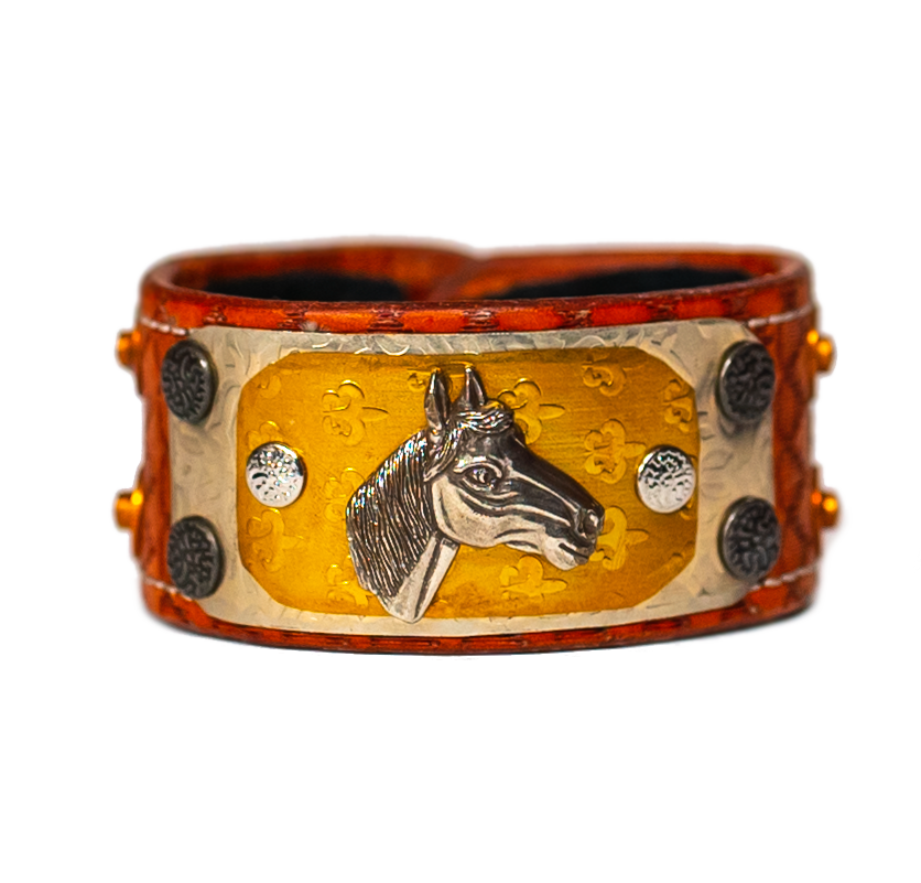The Steed Light Brown Leather Bracelet front