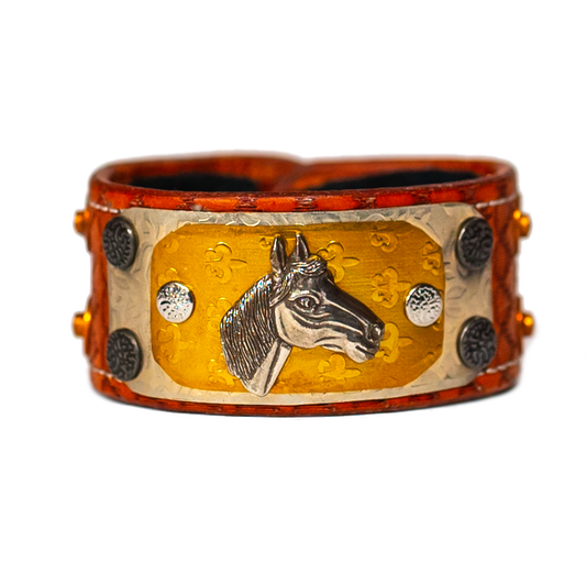 The Steed Light Brown Leather Bracelet front