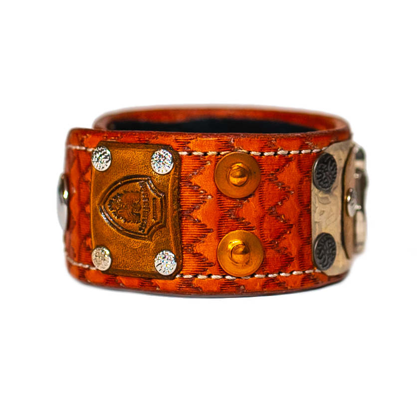 The Steed Light Brown Leather Bracelet label side
