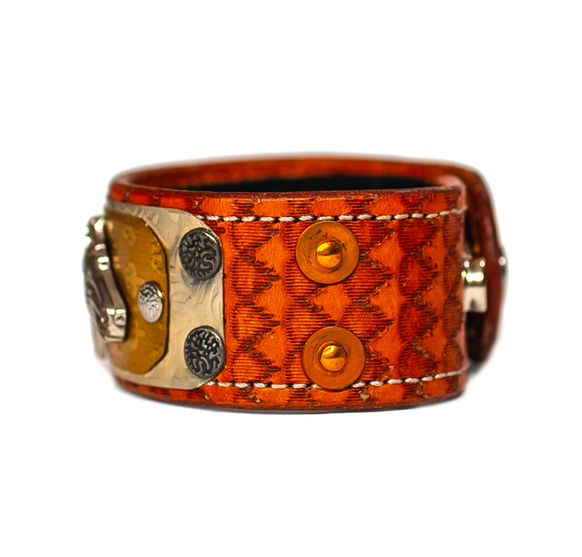 The Steed Light Brown Leather Bracelet left side