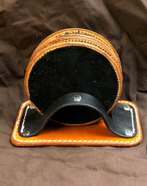 Leather Coaster Set back side