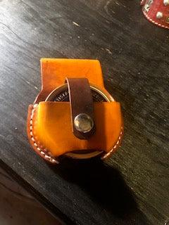 Leather Chew Can Holder front