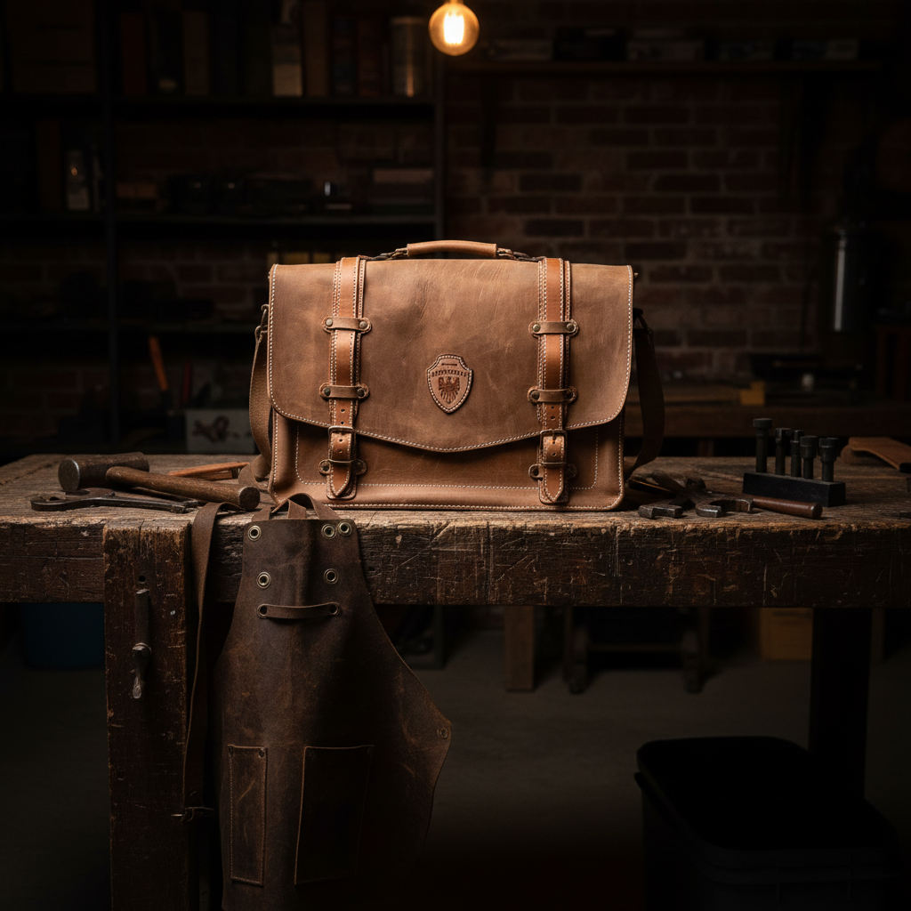Light Tan Leather Messenger Bag