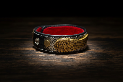 The Angel Wing Black Leather Bracelet