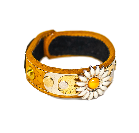 The Maiden Yellow Leather Bracelet top view
