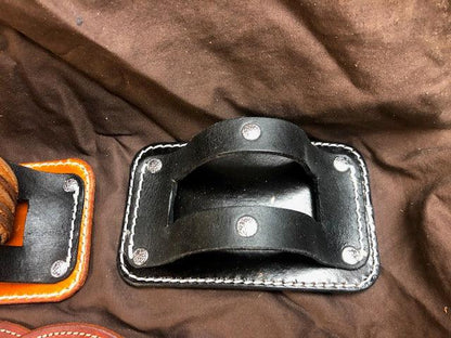 Leather Coaster Set Stand- front side