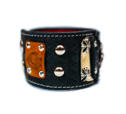 Sir Charles Black leather bracelet cuff right side