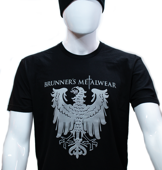 Brunners Metalwear Silver Bird Graphic T-Shirt -Front