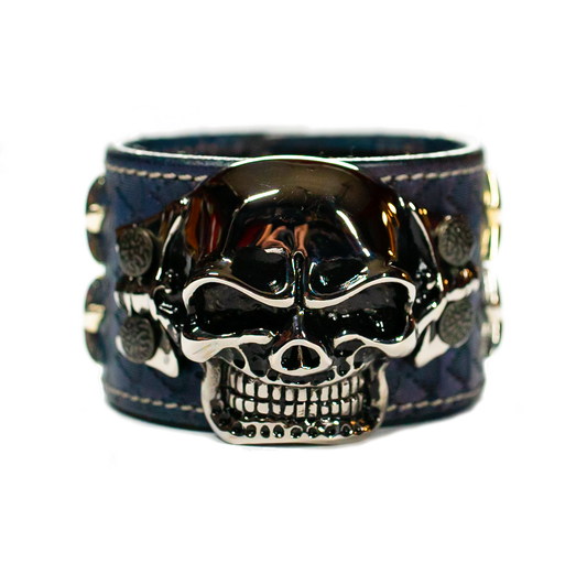 The Big Skull Navy Leather