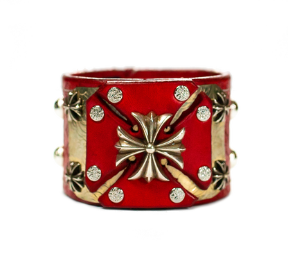 Sir Charles - Red on Red Leather Bracelet front