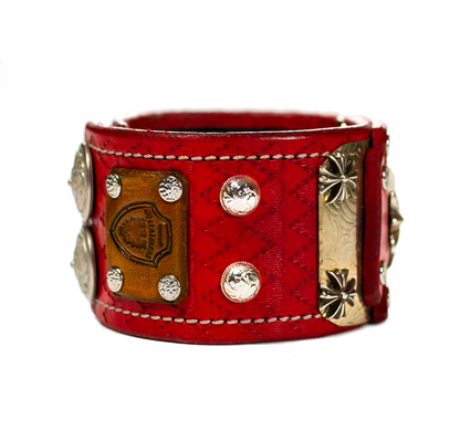 Sir Charles - Red on Red Leather Bracelet label side