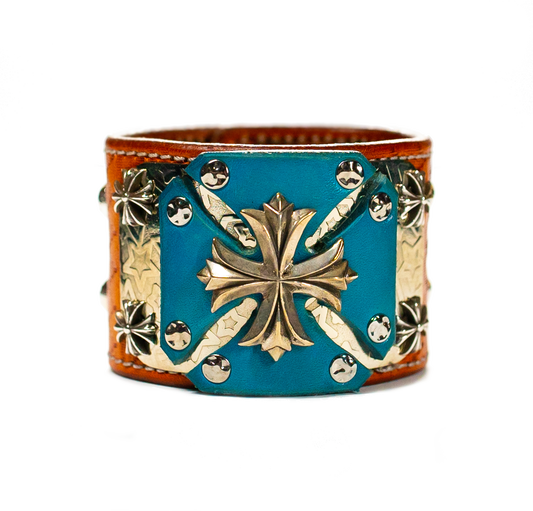 Sir Charles (Sterling Silver) - Turquoise on Brown Leather