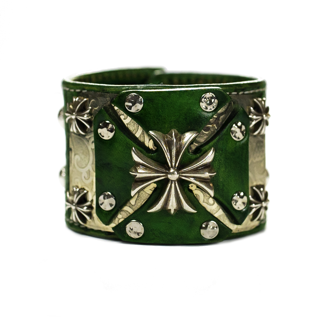 Sir Charles - Green on Green Leather Bracelet front