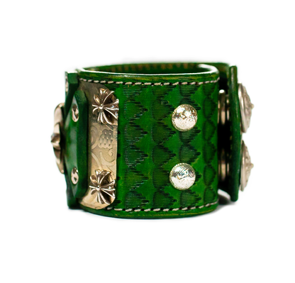 Sir Charles - Green on Green Leather Bracelet right side