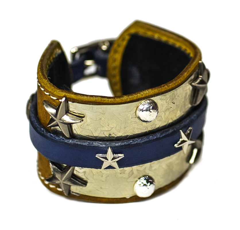 The Buckler Navy Leather Bracelet
