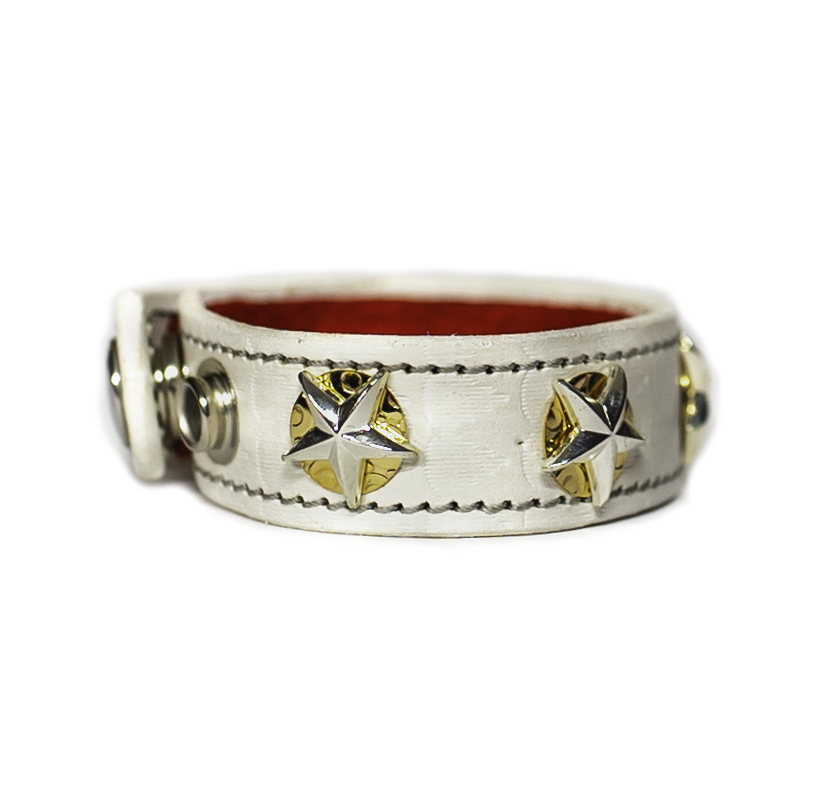 The Aristocrat White Leather Bracelet side view