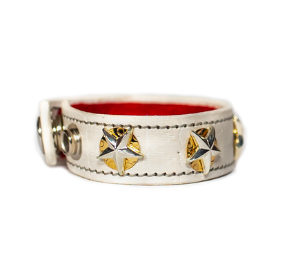 The Aristocrat White Leather Bracelet side view