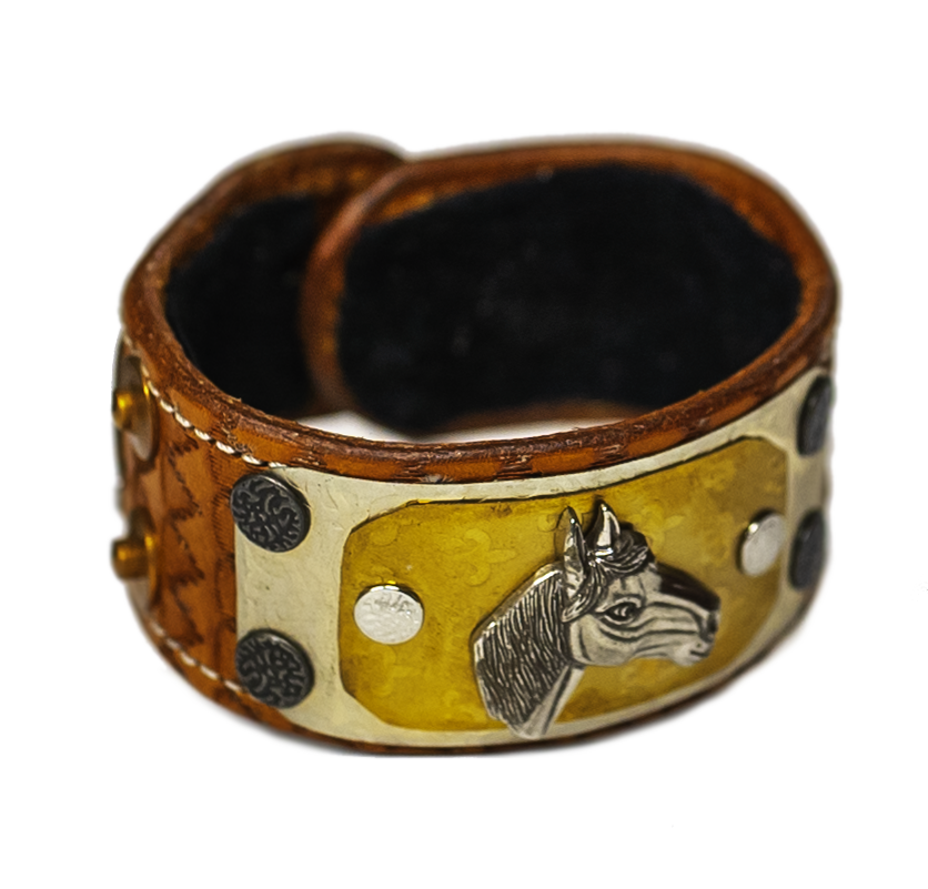The Steed Light Brown Leather Bracelet top view