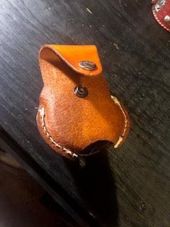 Leather Chew Can Holder back view